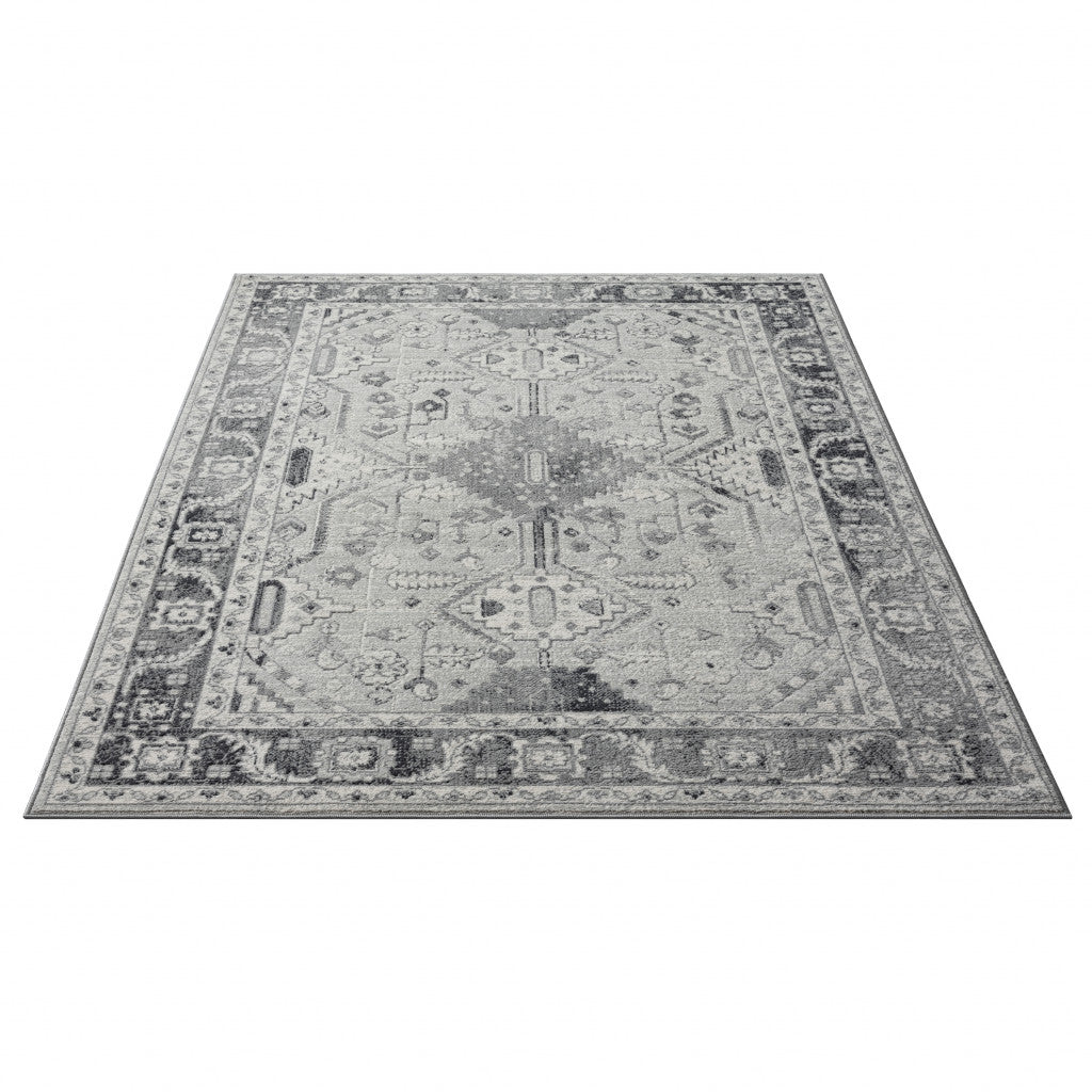 5' X 7' Gray Medallion Area Rug