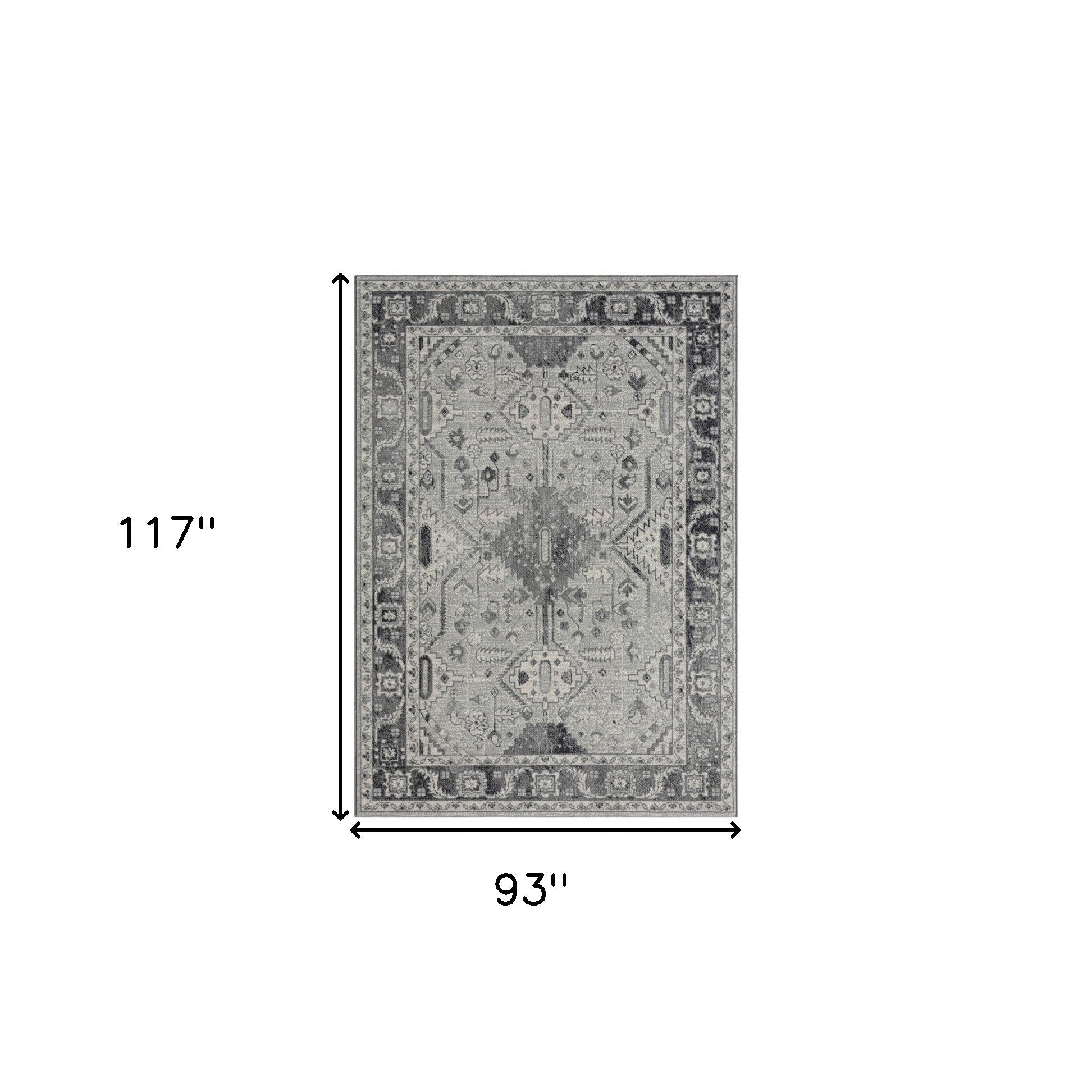 5' X 7' Gray Medallion Area Rug