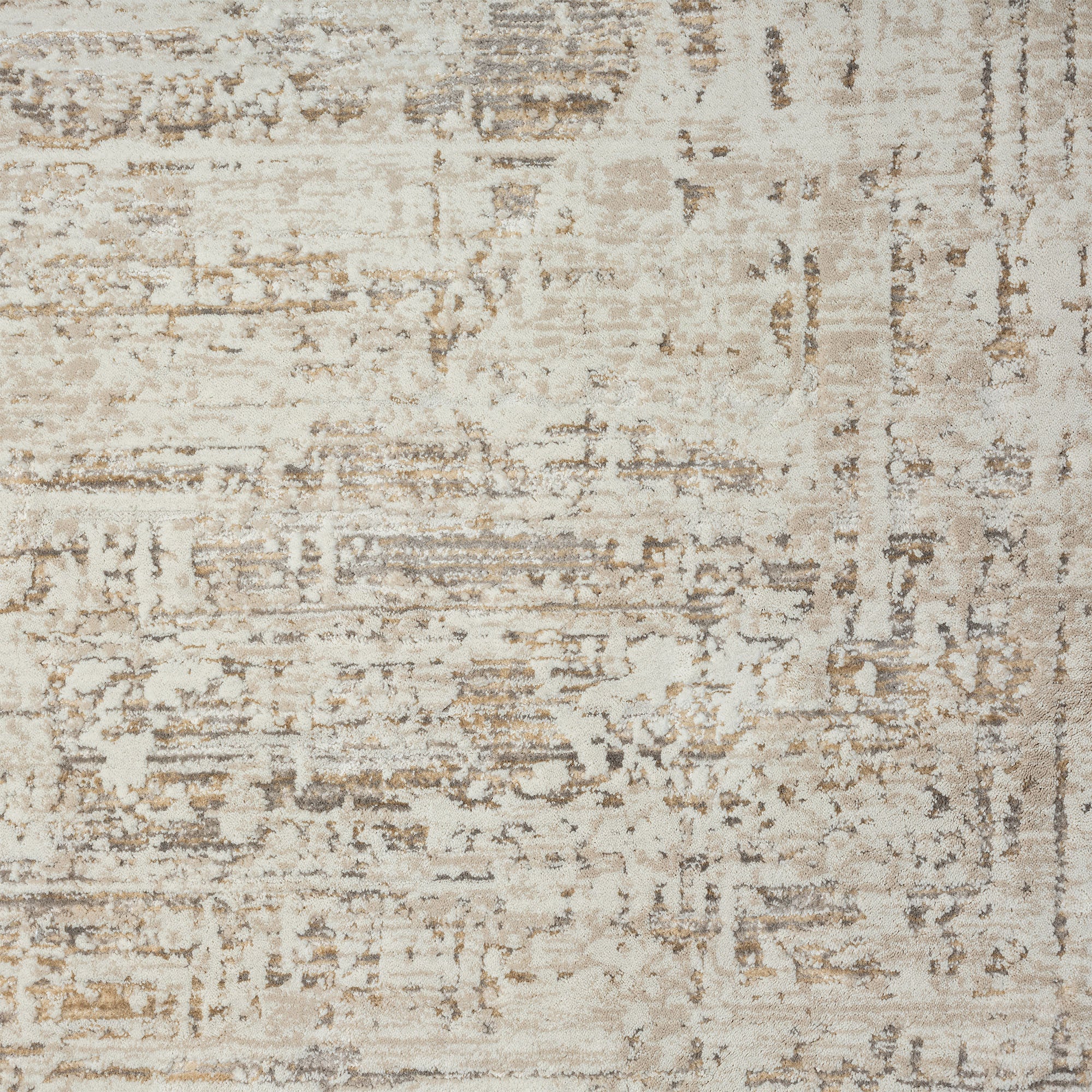 2' X 8' Beige Abstract Distressed Runner Rug