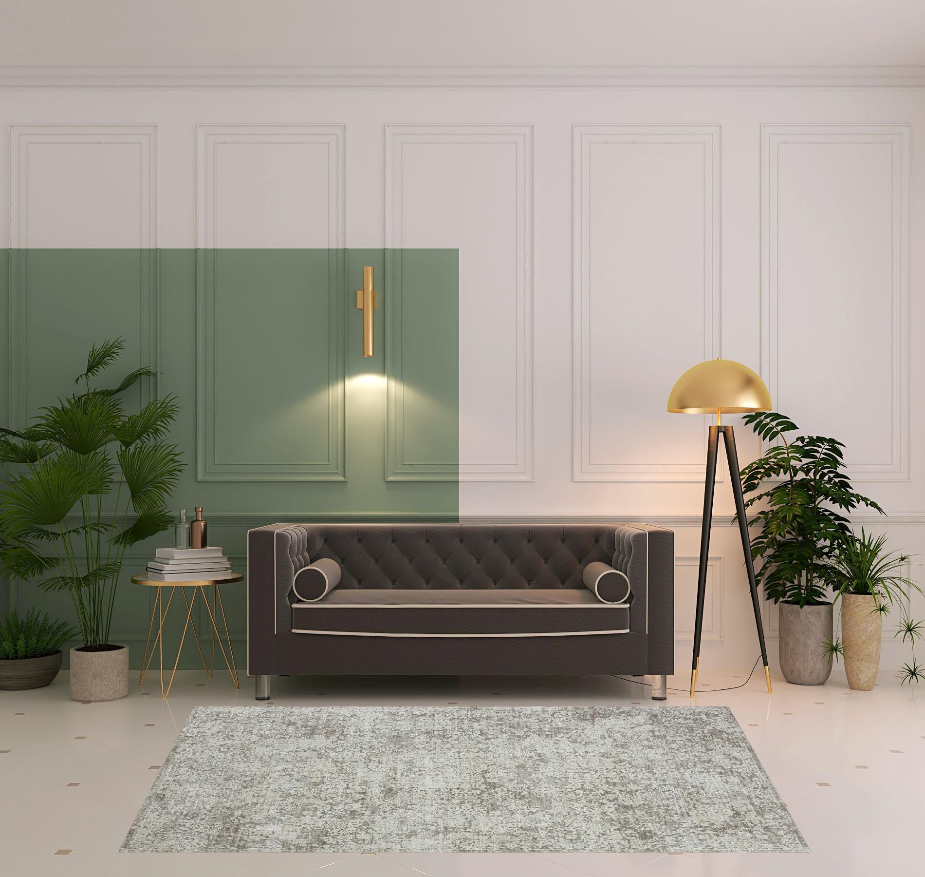 2' X 8' Gray Abstract Distressed Runner Rug