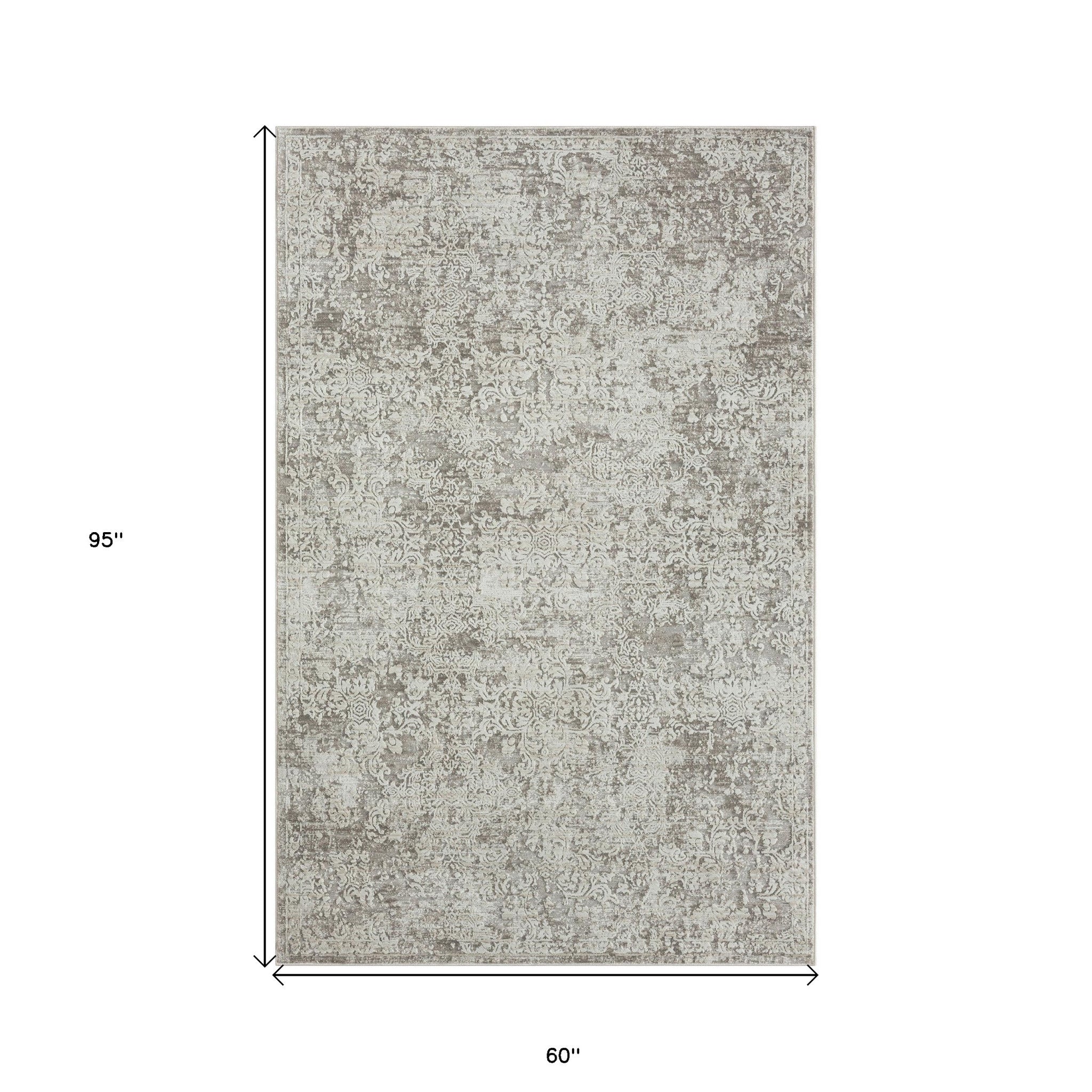 2' X 8' Gray Abstract Distressed Runner Rug