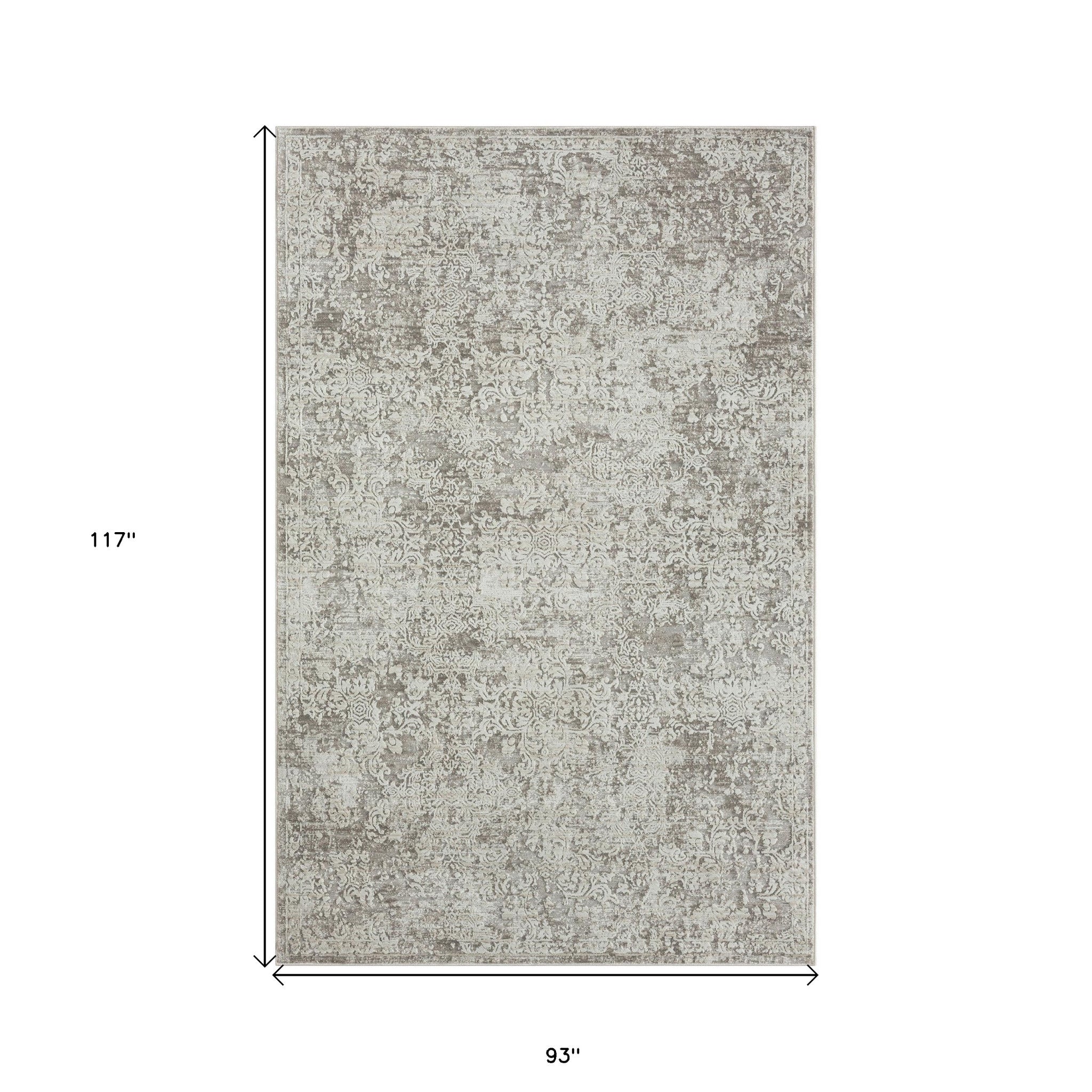 2' X 8' Gray Abstract Distressed Runner Rug