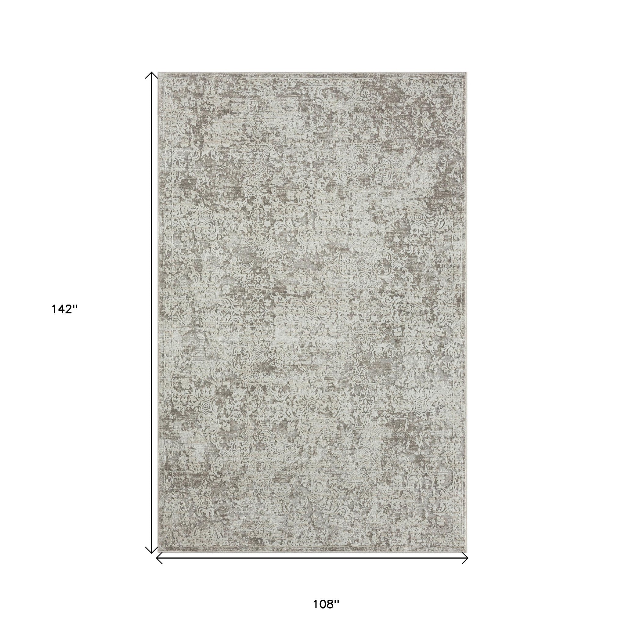 2' X 8' Gray Abstract Distressed Runner Rug