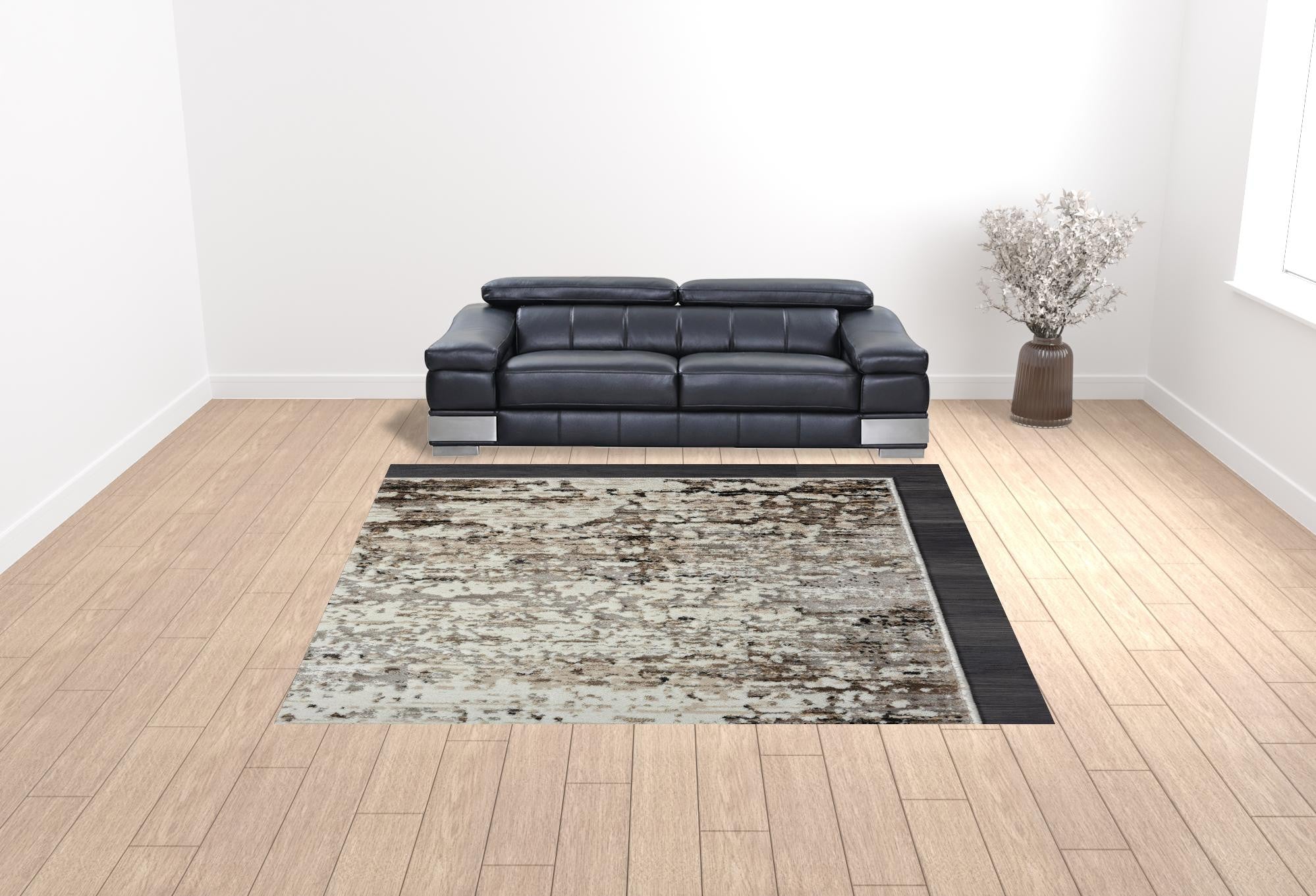 4' X 6' Beige Abstract Distressed Area Rug