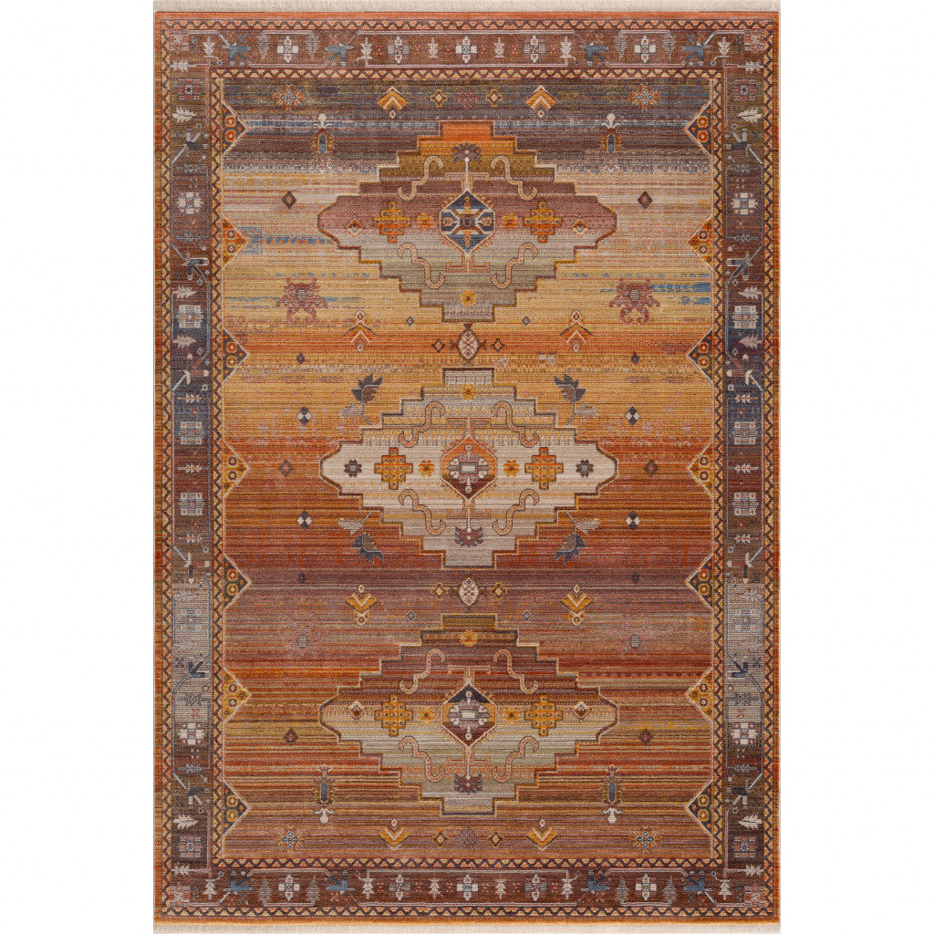 2' X 6' Brown Southwestern Runner Rug