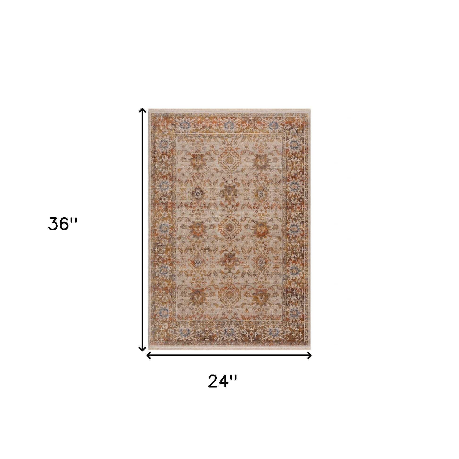 2' X 6' Ivory Oriental Runner Rug