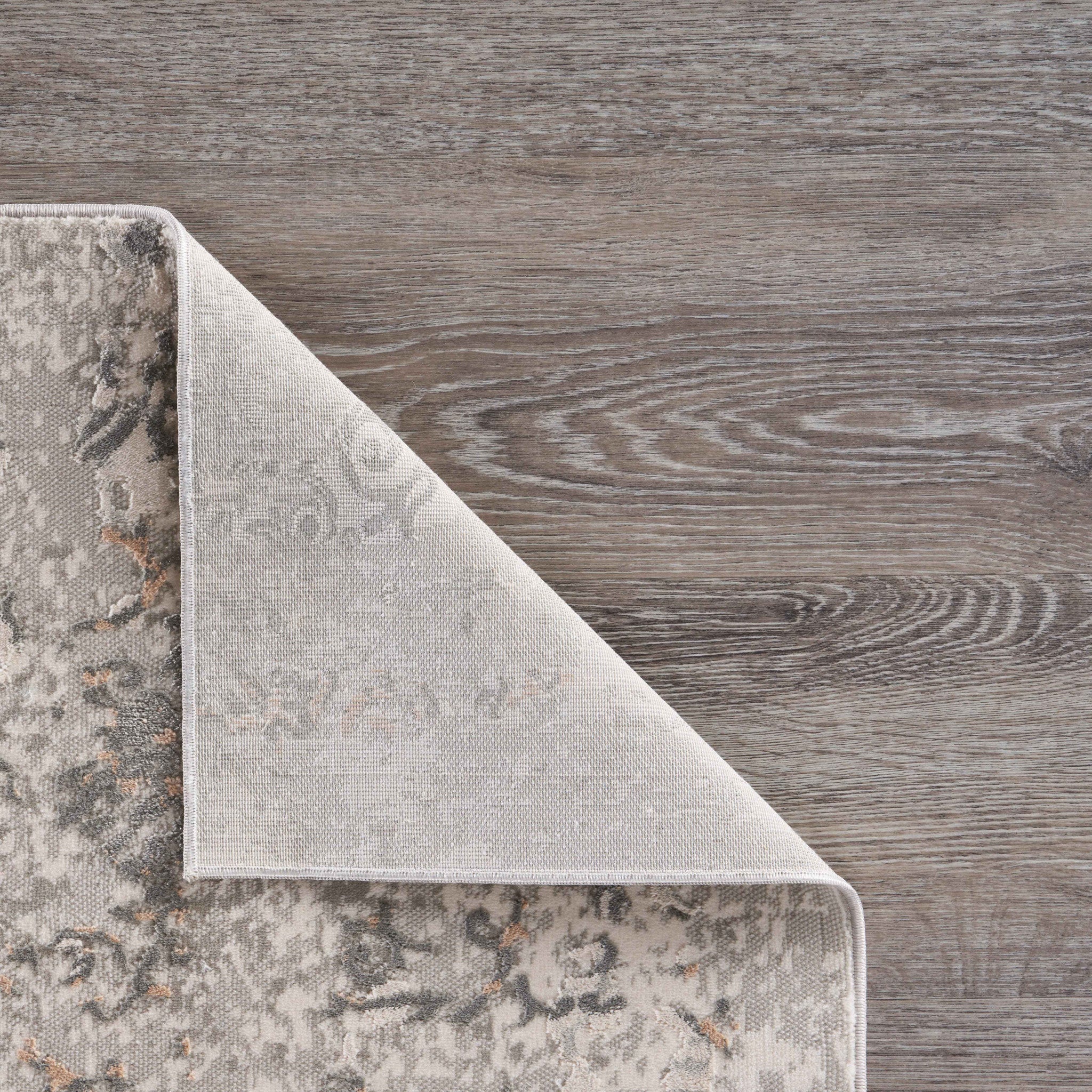 5' X 8' Cream Abstract Distressed Area Rug