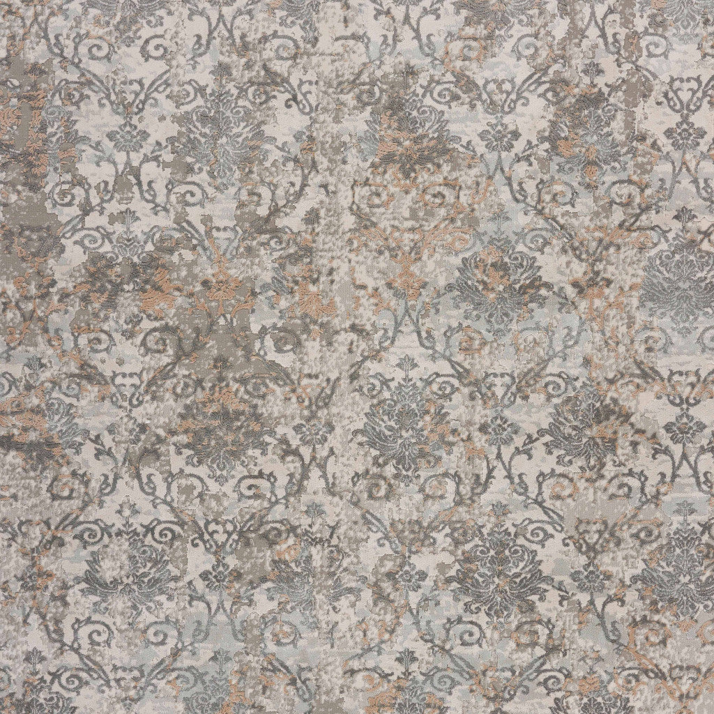 5' X 8' Cream Abstract Distressed Area Rug