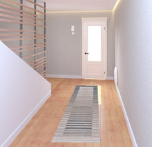 8' Ivory And Blue Abstract Runner Rug