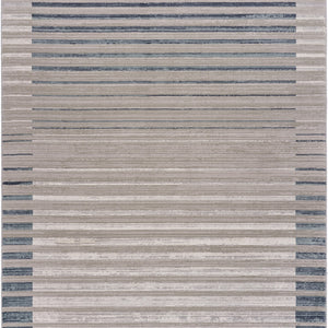 8' Ivory And Blue Abstract Runner Rug