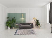 8' Ivory And Blue Abstract Runner Rug