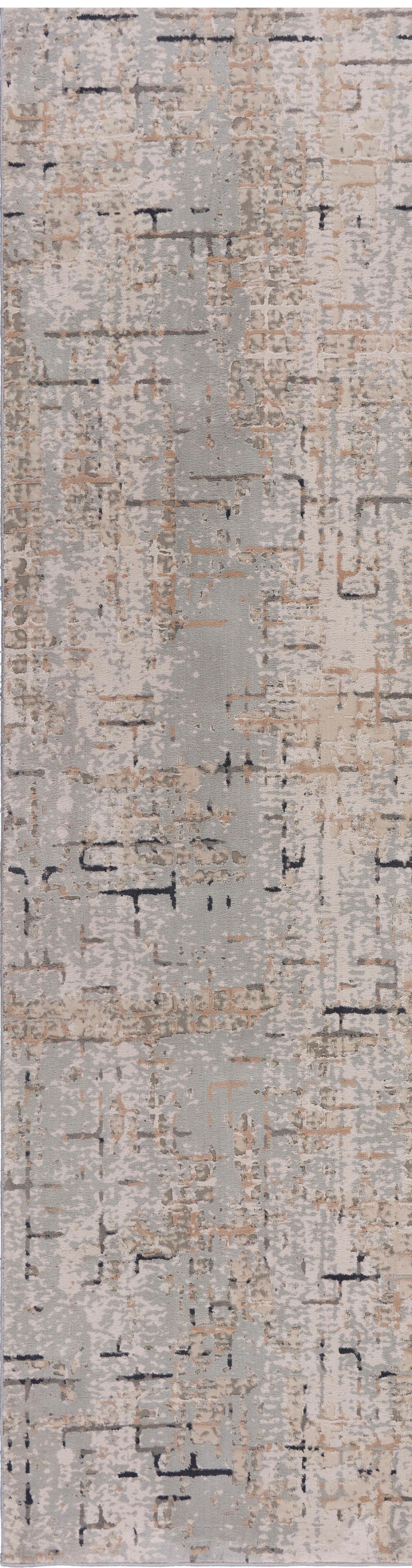 2' X 8' Cream Abstract Runner Rug