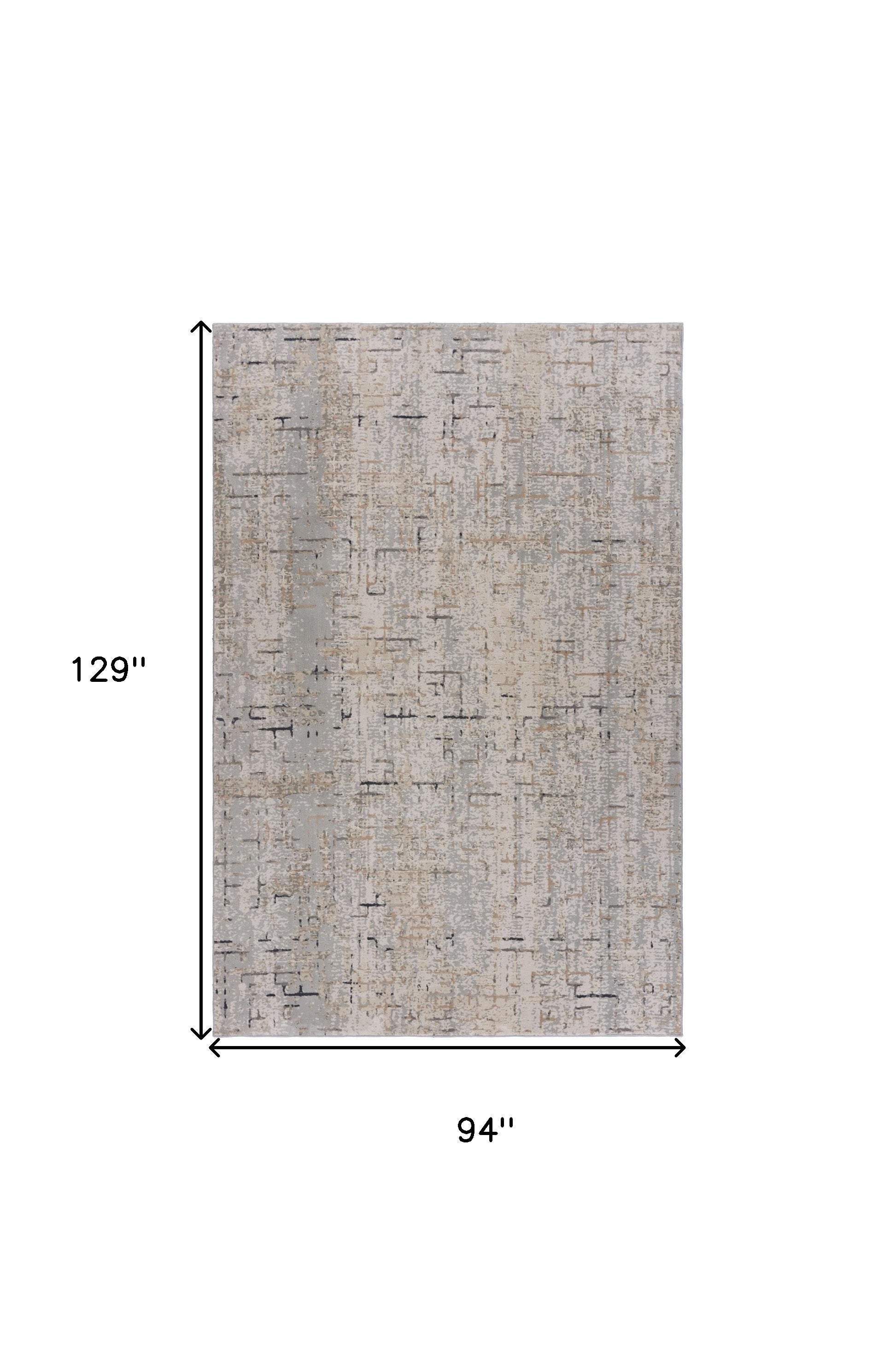 2' X 8' Cream Abstract Runner Rug