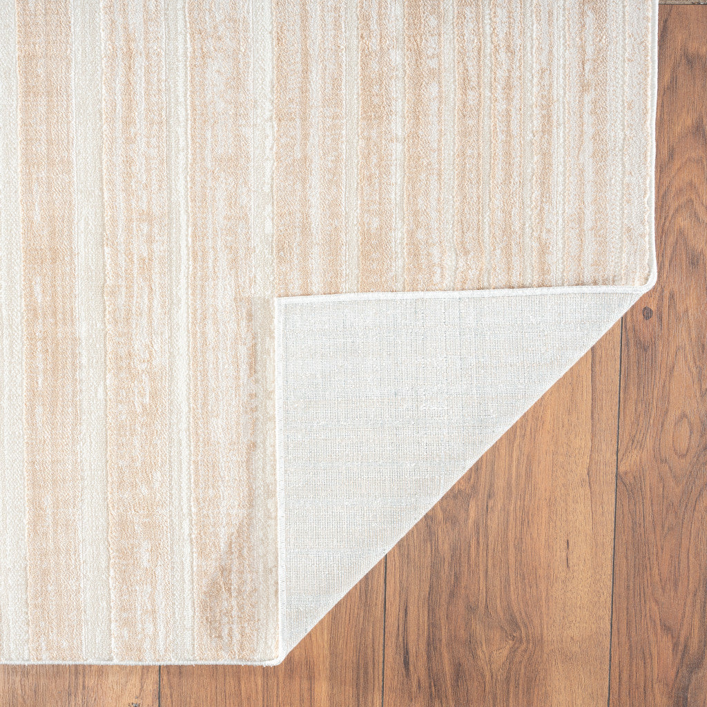 8' Beige Abstract Distressed Runner Rug