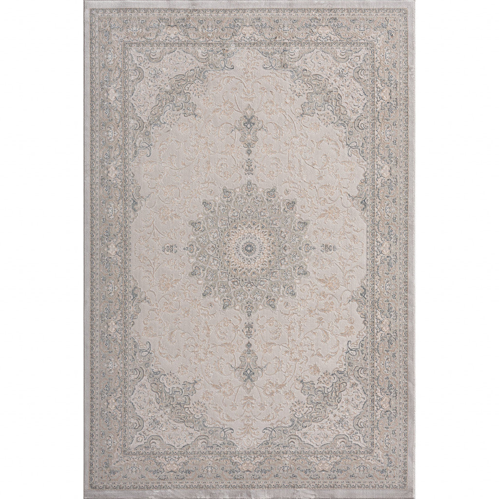 5' X 8' Gray Medallion Area Rug