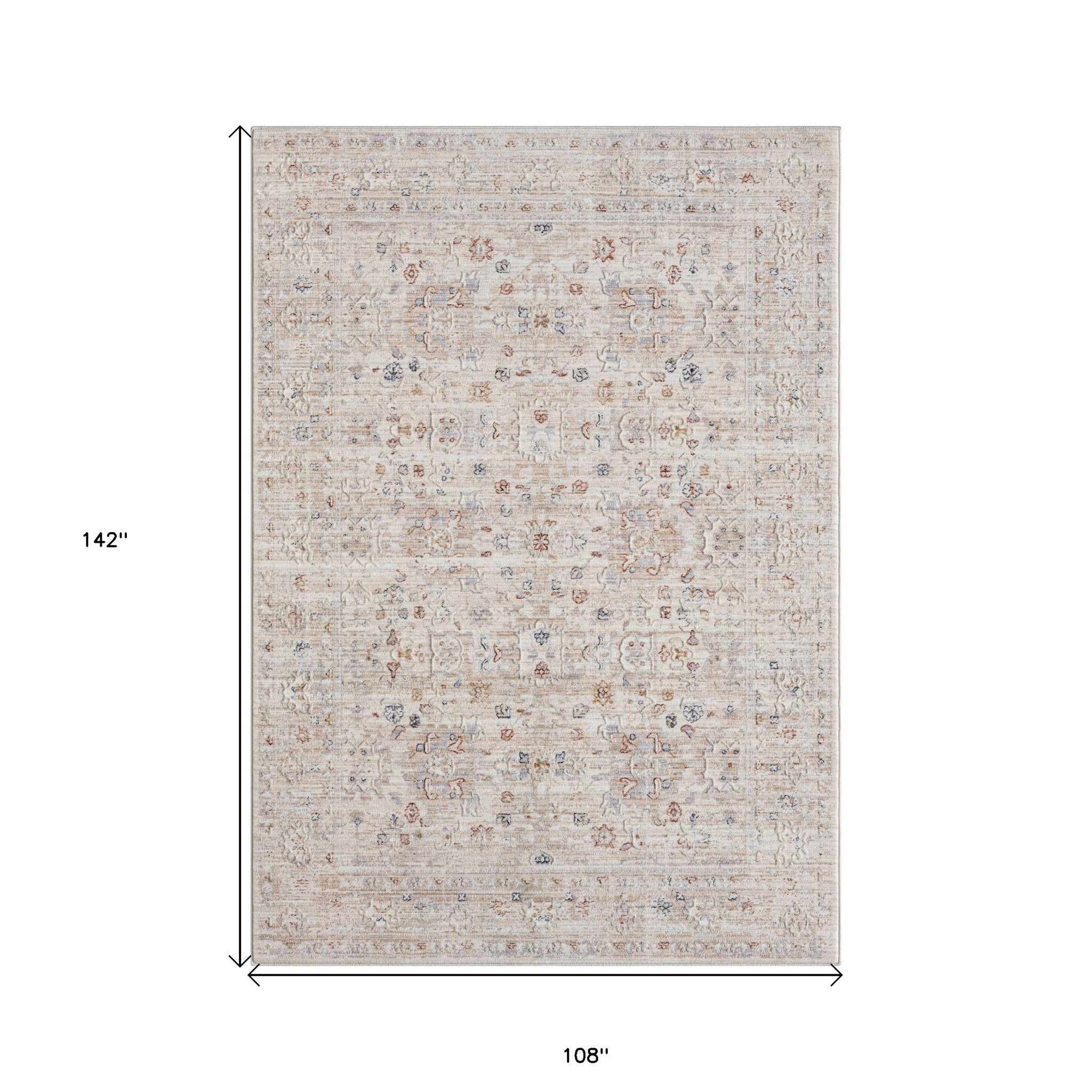 2' X 3' Beige Oriental Area Rug