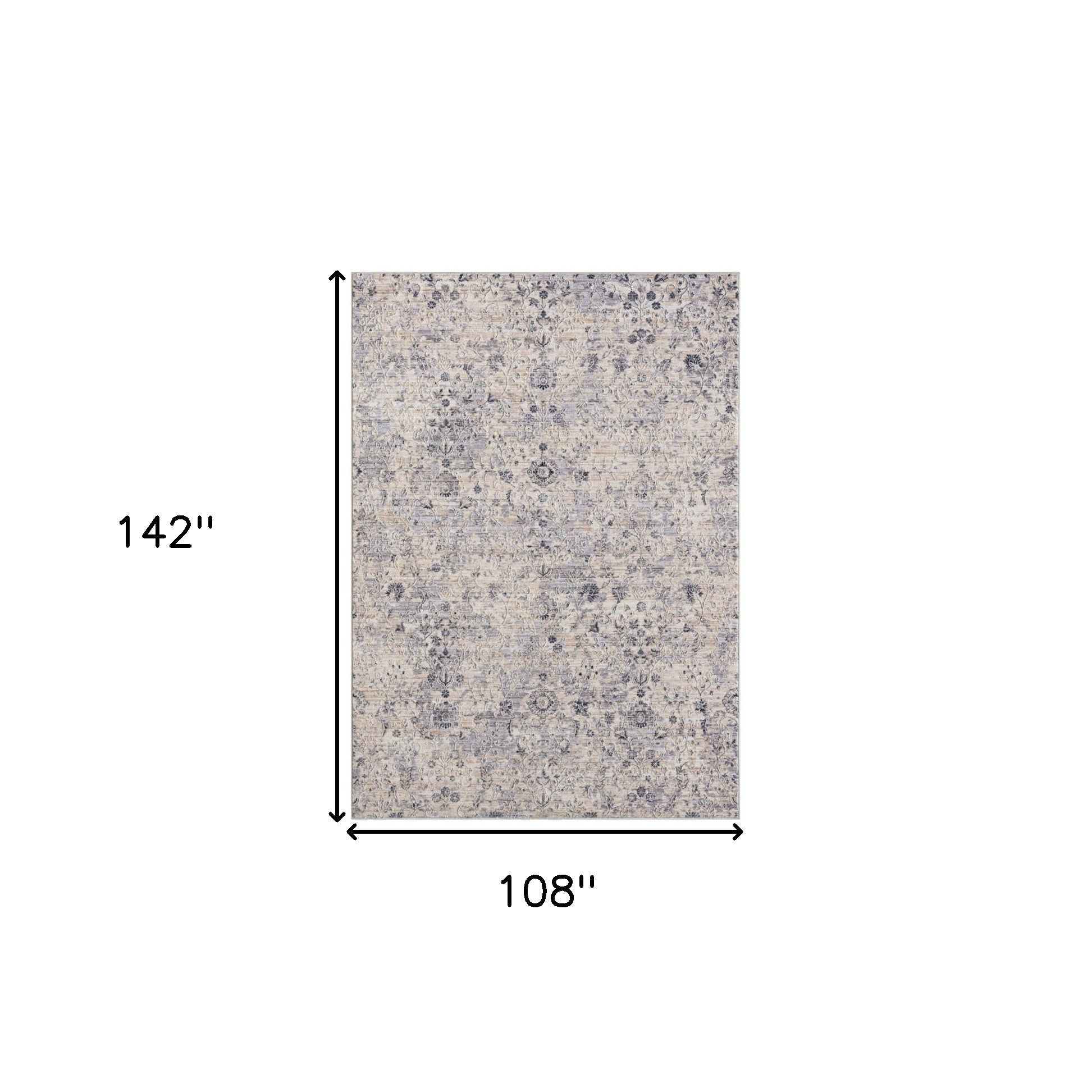 2' X 3' Gray Floral Area Rug