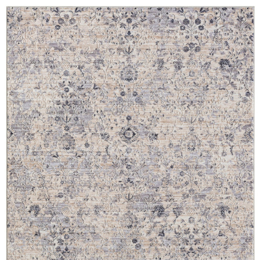 2' X 3' Gray Floral Area Rug