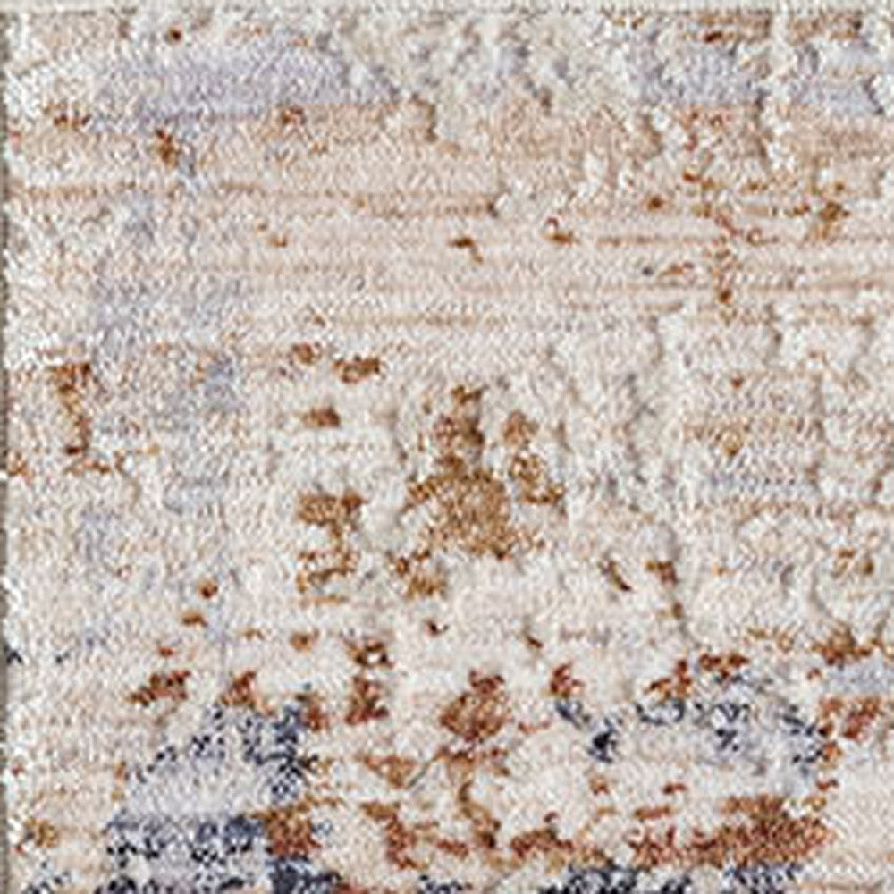 2' X 3' Ivory And Blue Abstract Area Rug