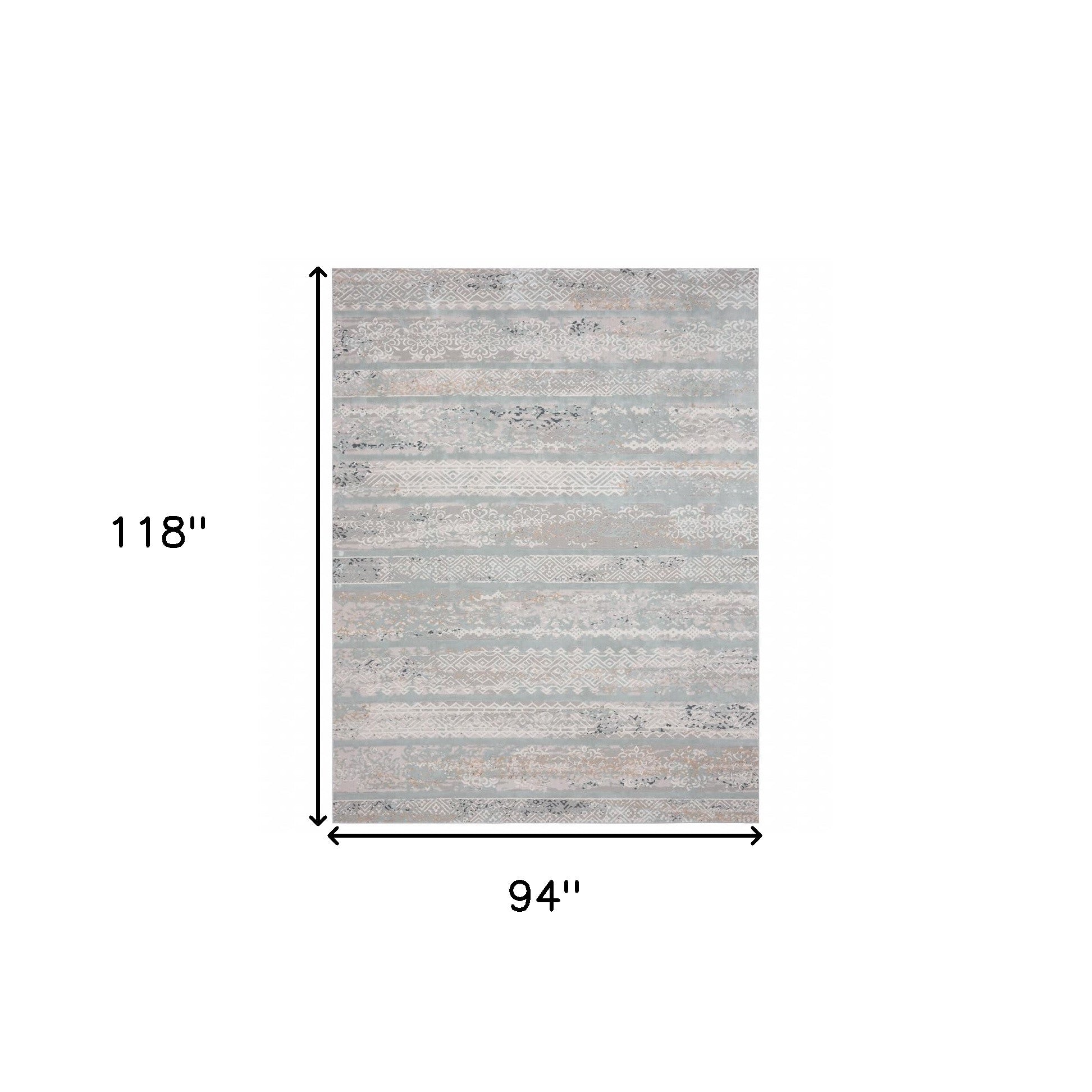 9' X 12' Blue Abstract Distressed Area Rug