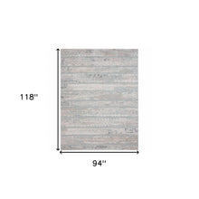 9' X 12' Blue Abstract Distressed Area Rug