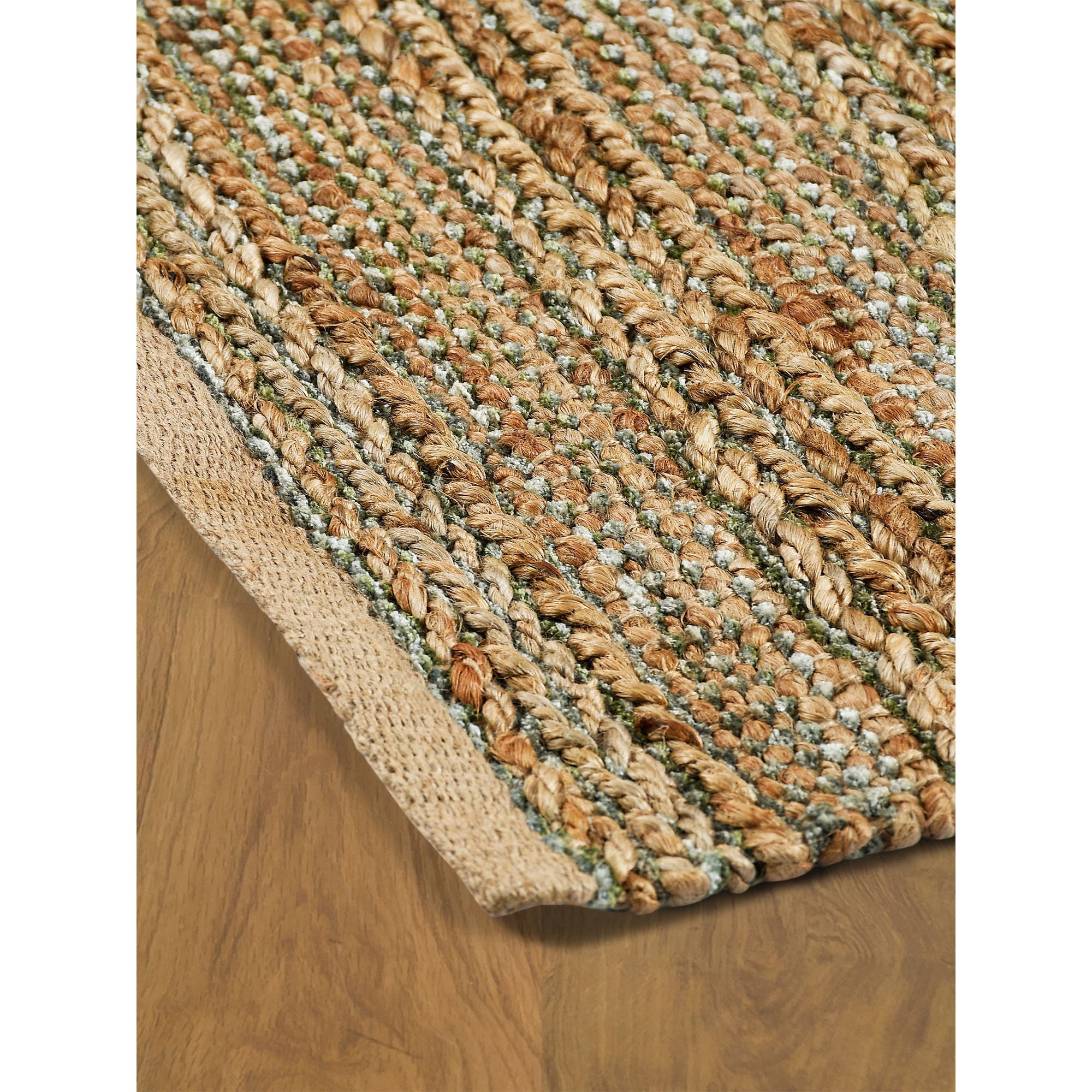 Green Abstract Hand Woven Non Skid Area Rug - 5' x 8'