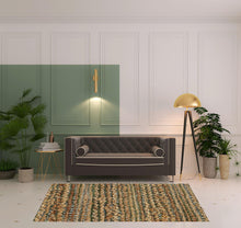 Green Abstract Hand Woven Non Skid Area Rug - 5' x 8'