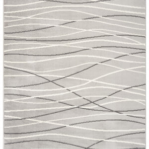 5' X 7' Gray And White Abstract Stain Resistant Indoor Outdoor Area Rug