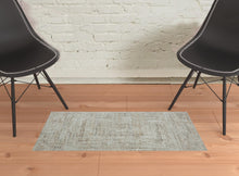 2' X 8' Beige Abstract Distressed Runner Rug