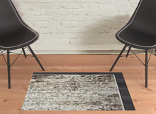 4' X 6' Beige Abstract Distressed Area Rug