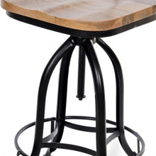 Natural Steel Swivel Low Back Adjustable Height Bar Chair With Footrest 46