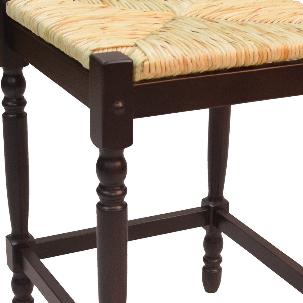 24" Natural And Espresso Backless Counter Height Bar Chair With Footrest