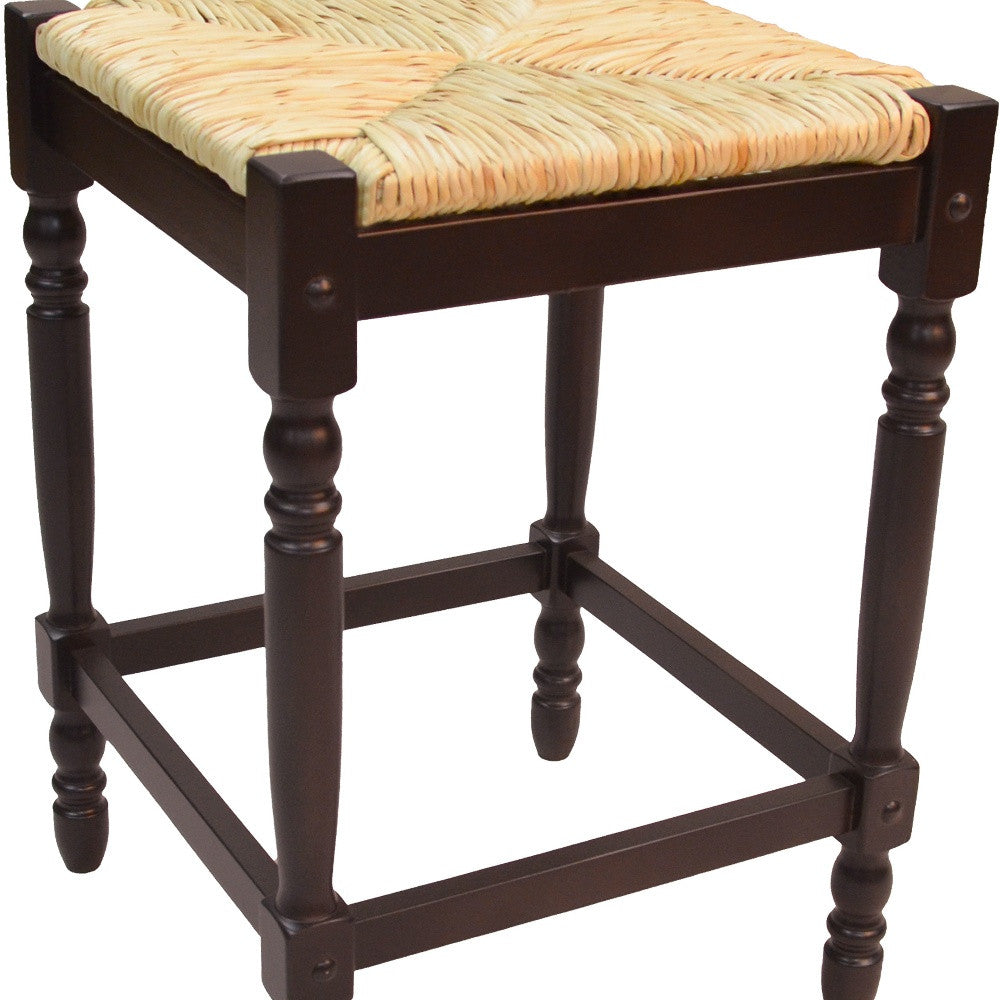 24" Natural And Espresso Backless Counter Height Bar Chair With Footrest