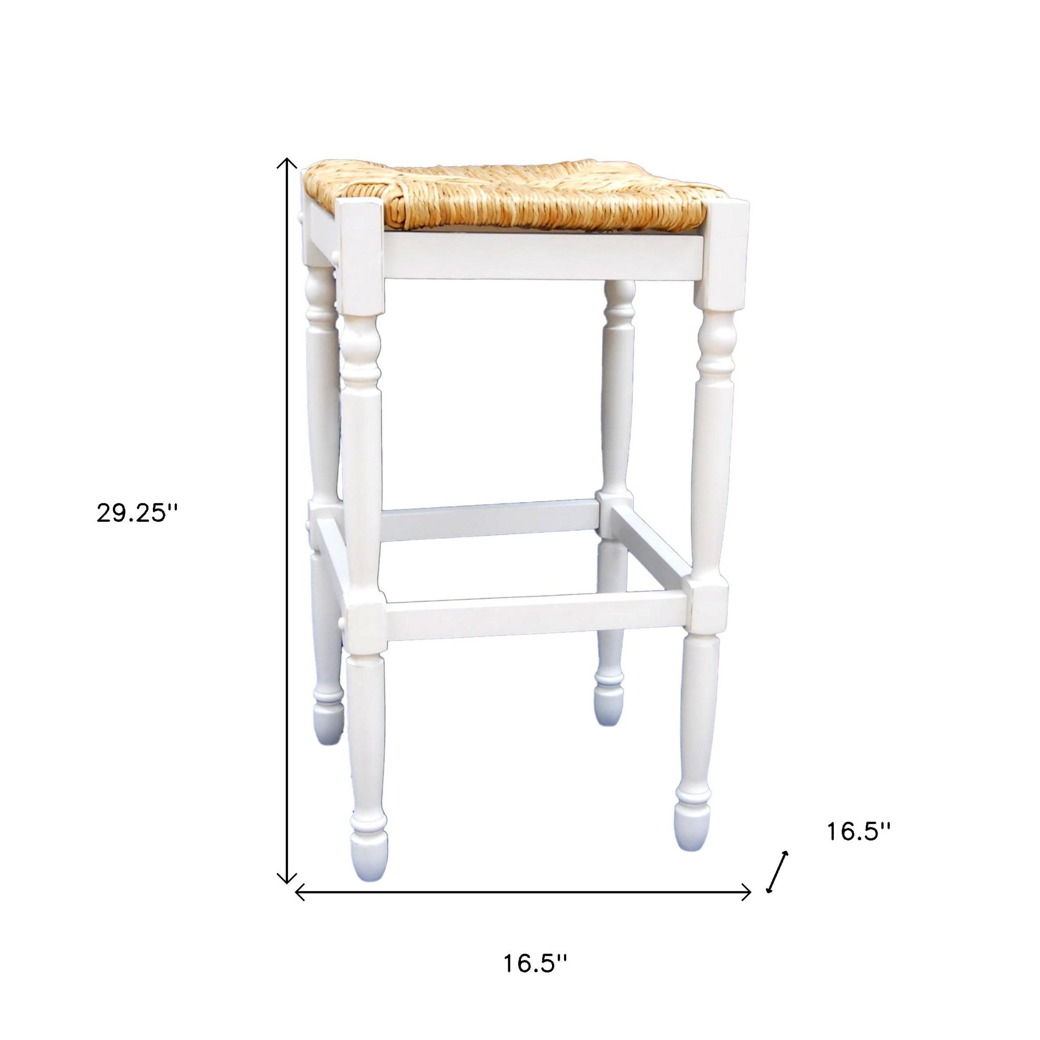 29" Natural And Antiqued White  Backless Bar Height Chair With Footrest