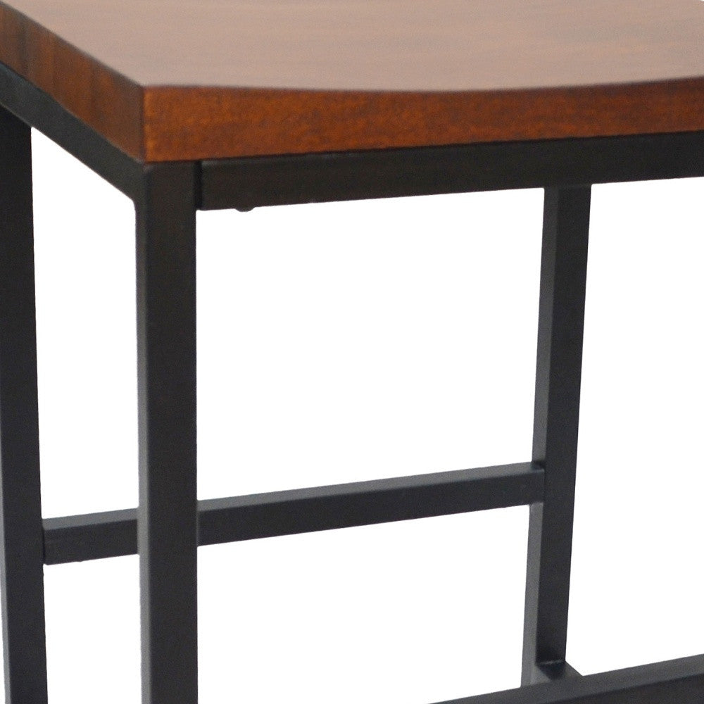 Silla alta para bar con reposapiés, marrón castaño y negro, de 24"