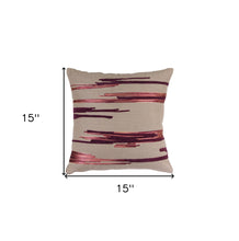 兩件套 15 英寸米色和酒紅色條紋棉質混紡抱枕，帶亮片