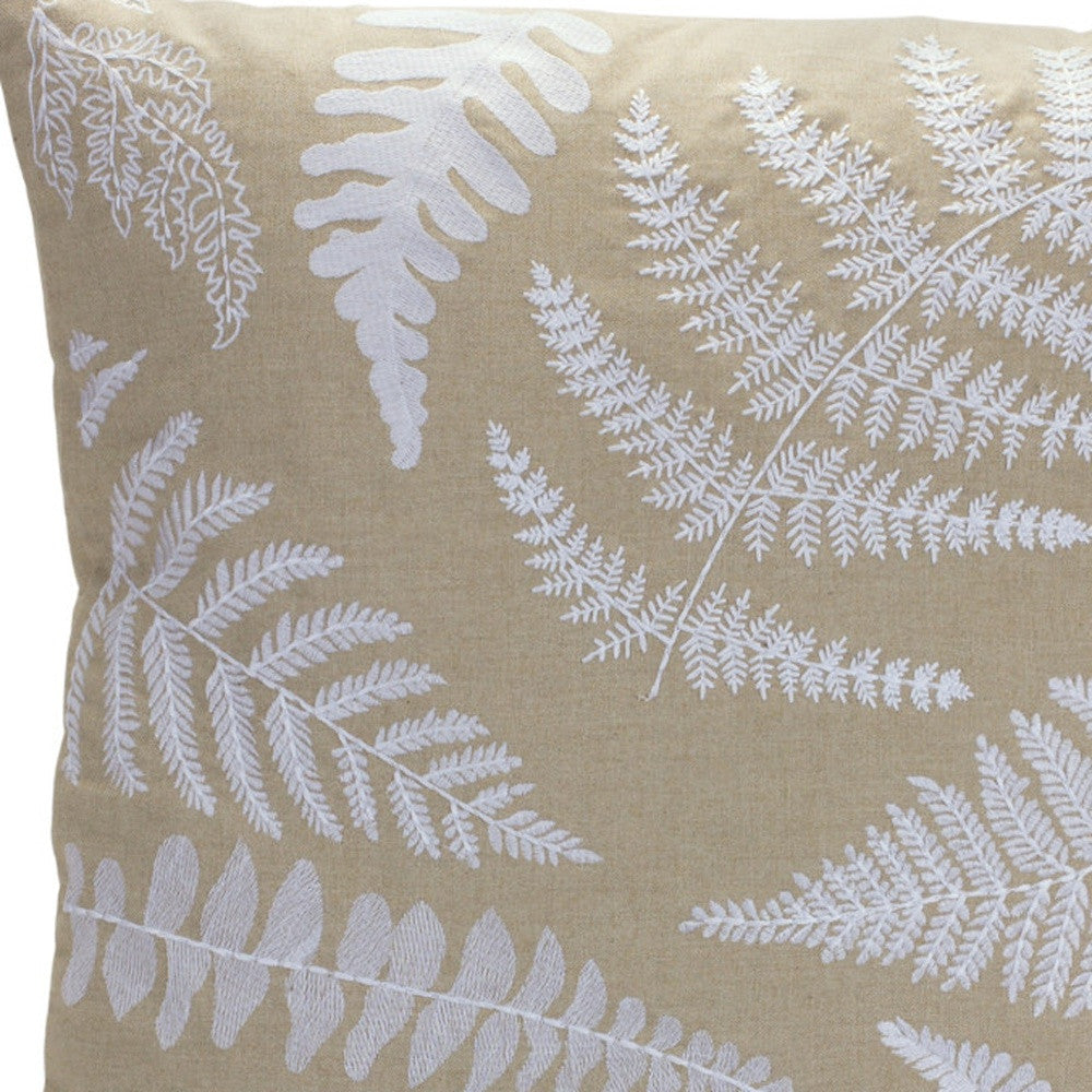 Cojín de mezcla de algodón con cremallera de color canela oscuro y blanco de 18"