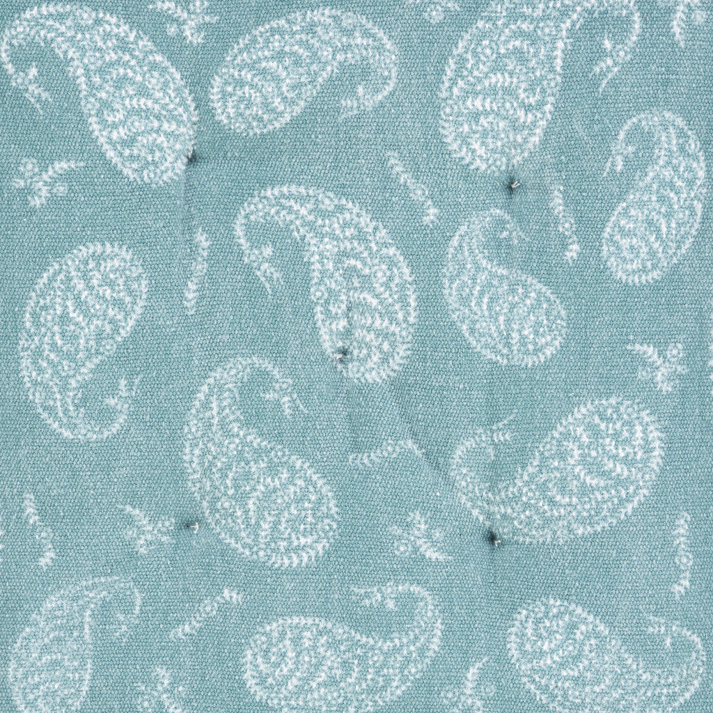 Teal and Ivory Cotton Paisley Dining Chair Pad Set Of Two - 17" x 17"