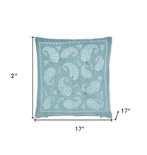 Teal and Ivory Cotton Paisley Dining Chair Pad Set Of Two - 17