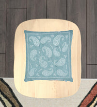 Teal and Ivory Cotton Paisley Dining Chair Pad Set Of Two - 17