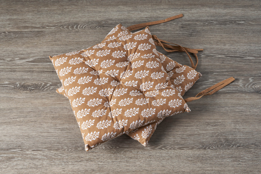 Set Of Two 17" X 17" Sienna Cotton Floral Dining Chair Pad