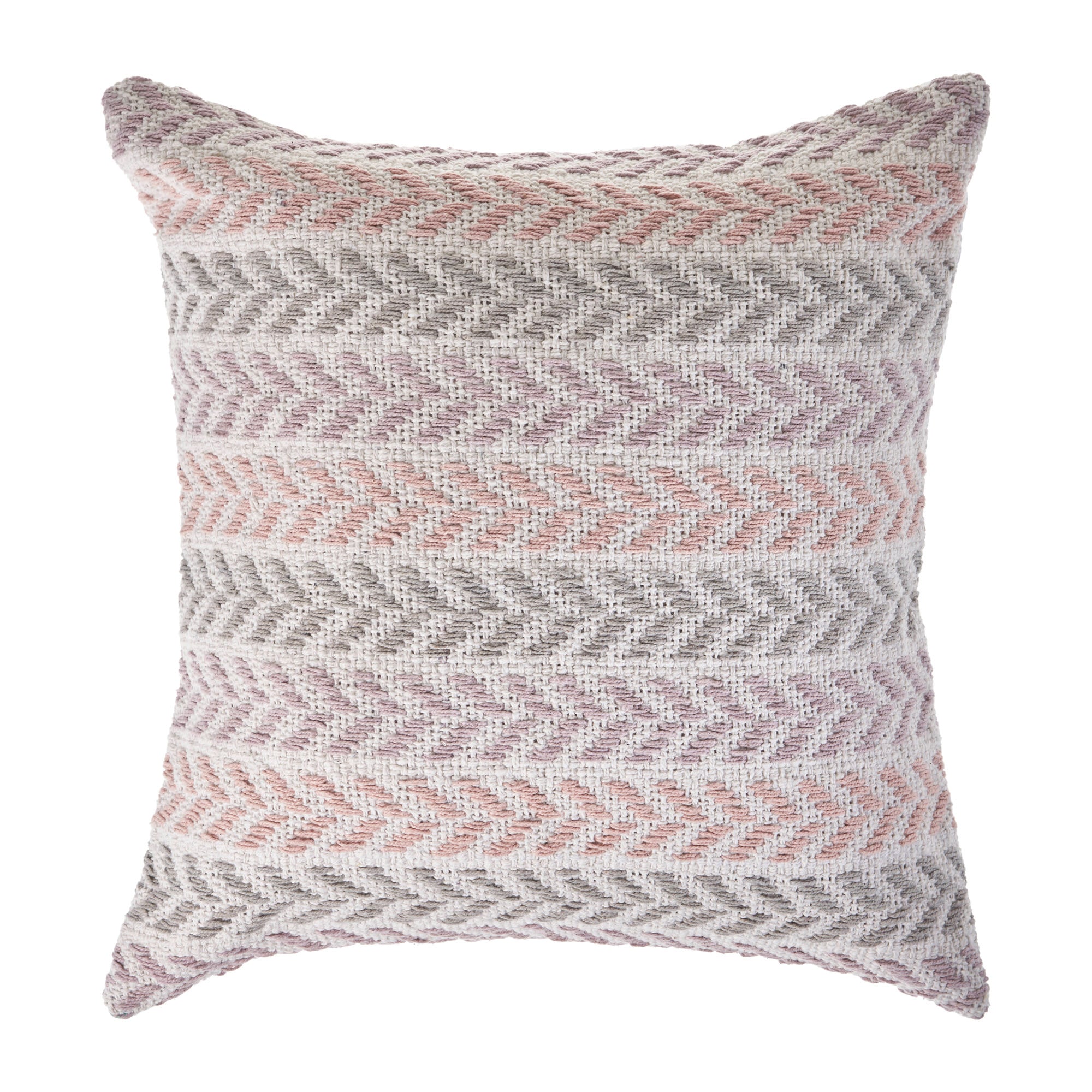 Set Of Two 18" X 18" White Chevron Zippered 100% Cotton Throw Pillow