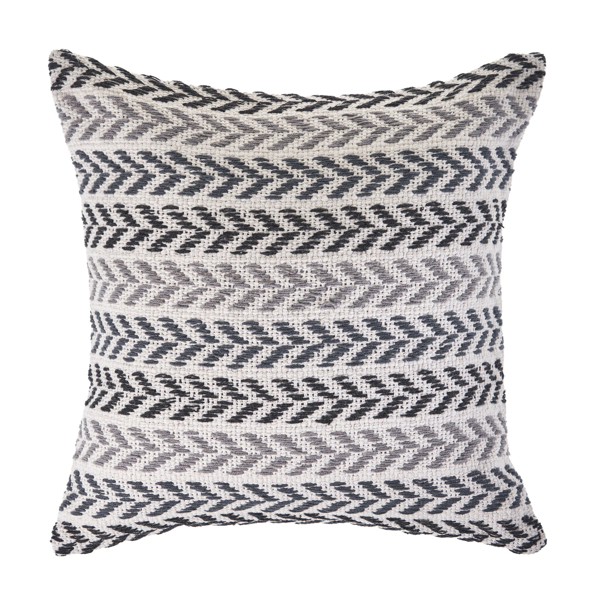 Set Of Two 18" X 18" White Chevron Zippered 100% Cotton Throw Pillow