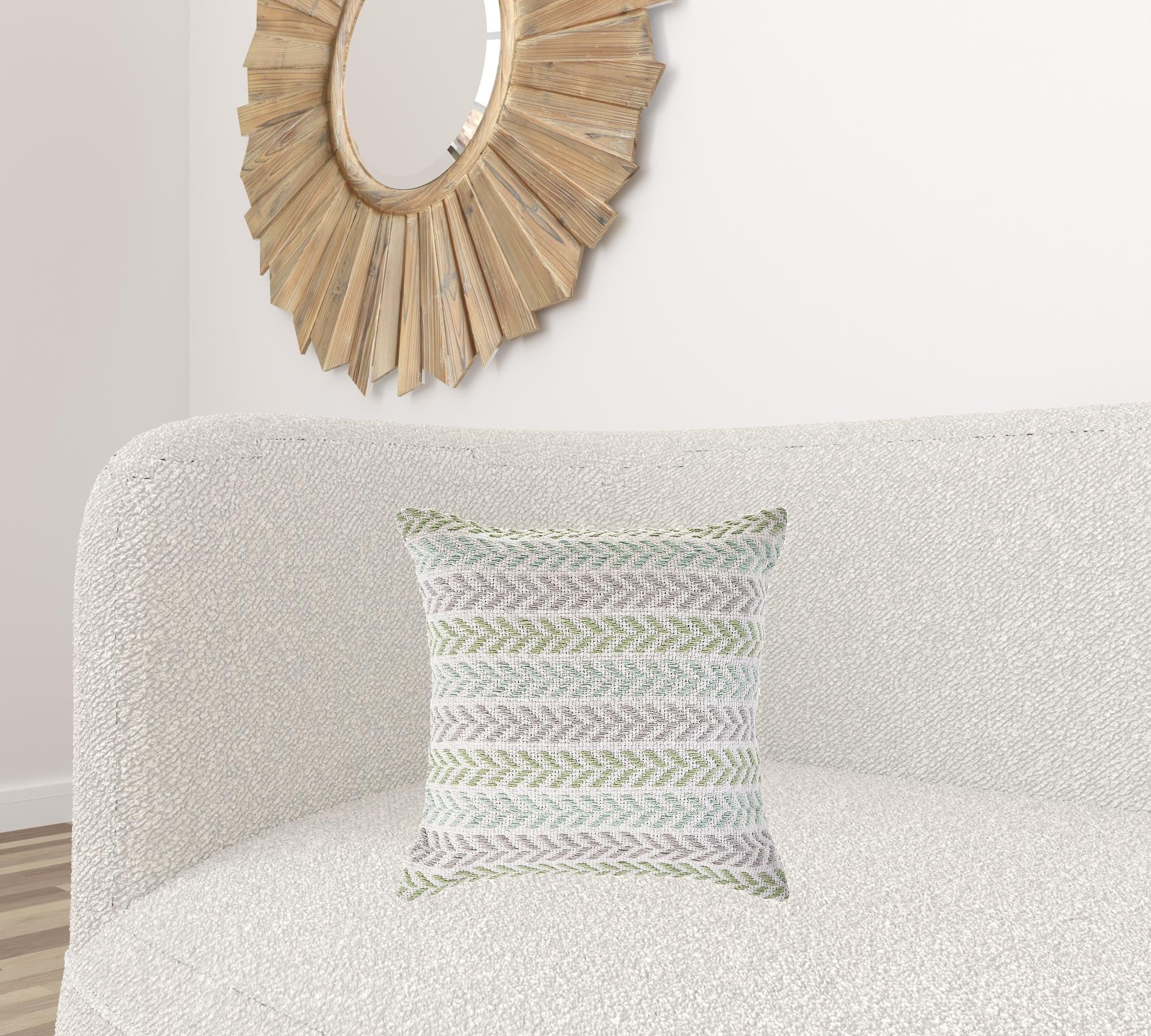 Set Of Two 18" X 18" White Chevron Zippered 100% Cotton Throw Pillow