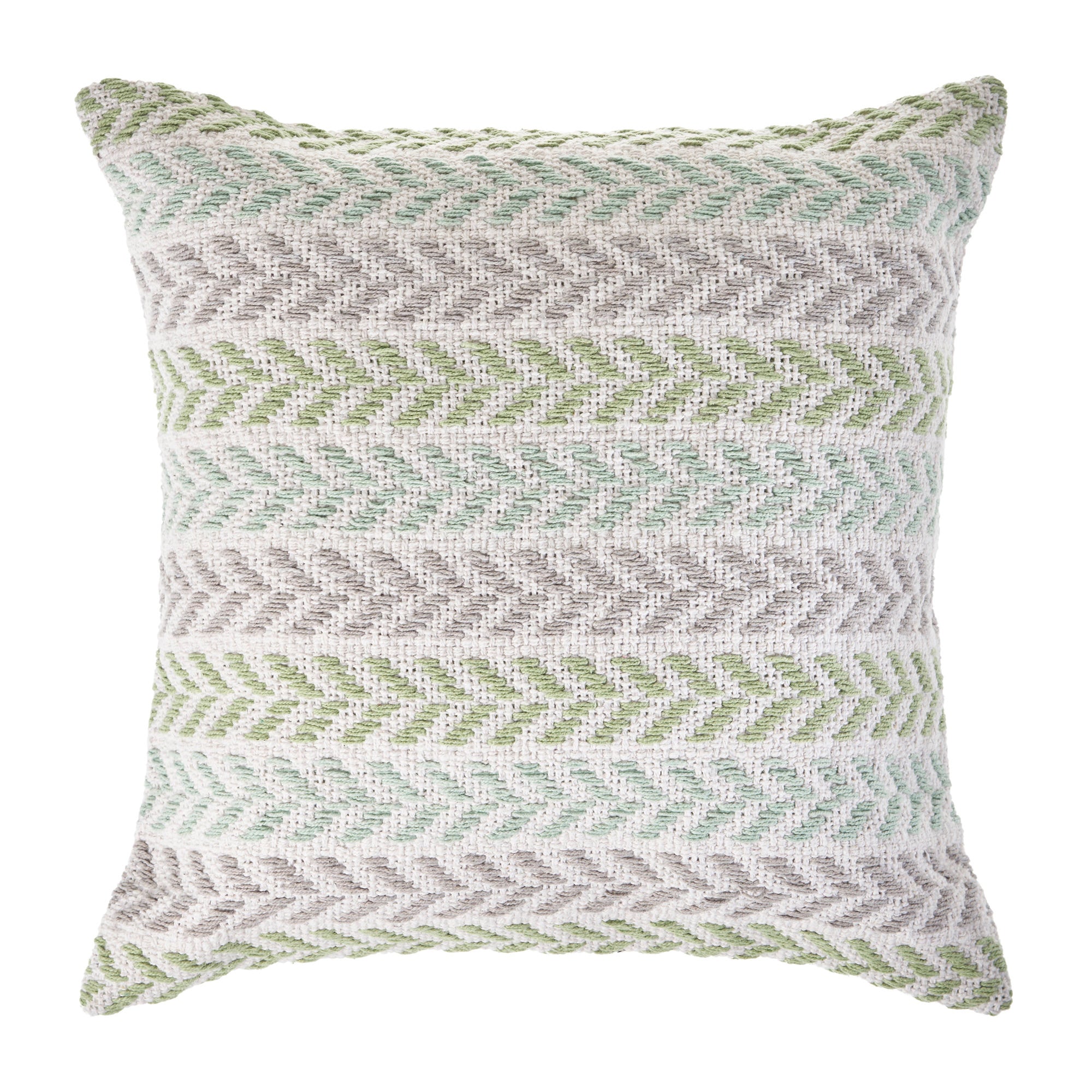 Set Of Two 18" X 18" White Chevron Zippered 100% Cotton Throw Pillow