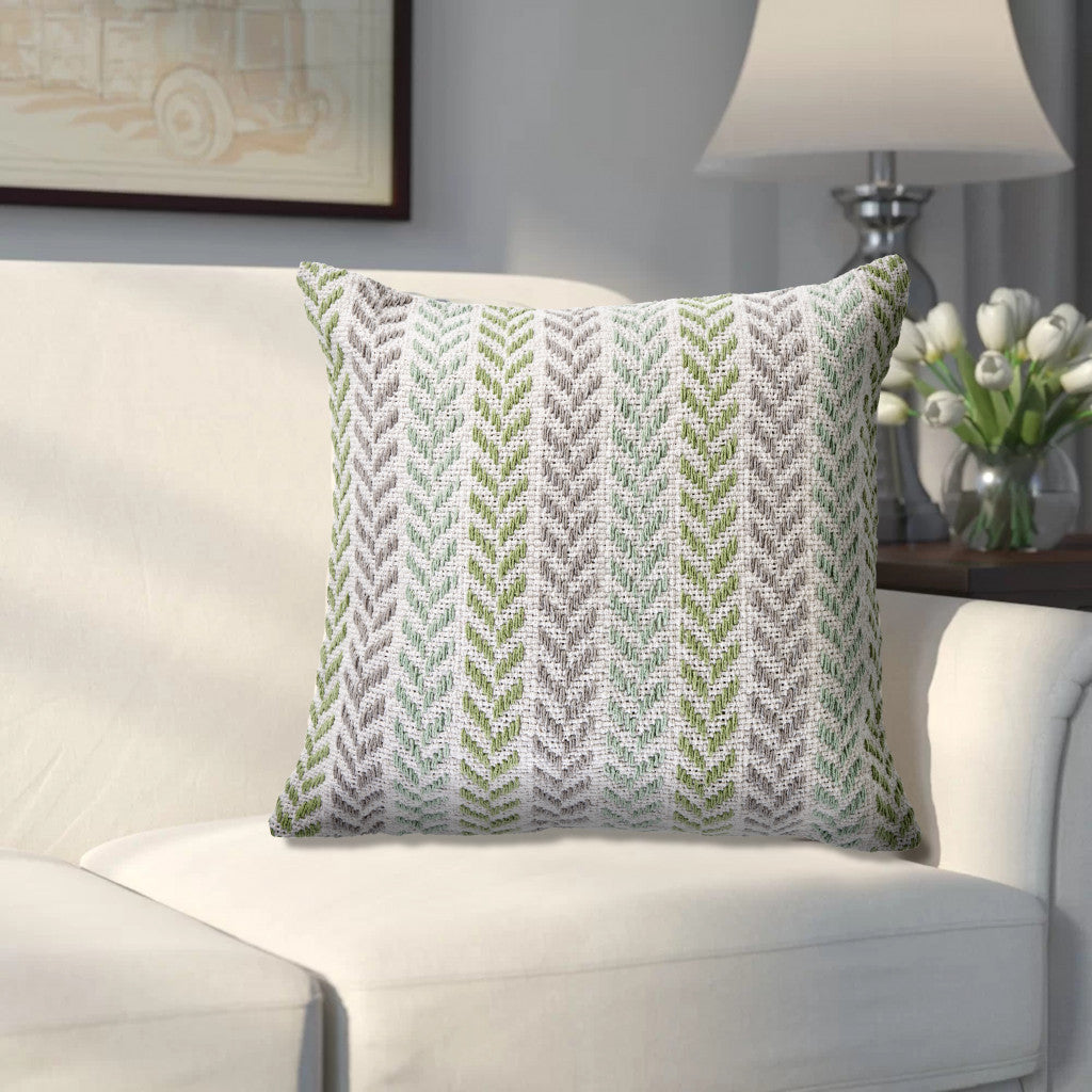 Set Of Two 18" X 18" White Chevron Zippered 100% Cotton Throw Pillow