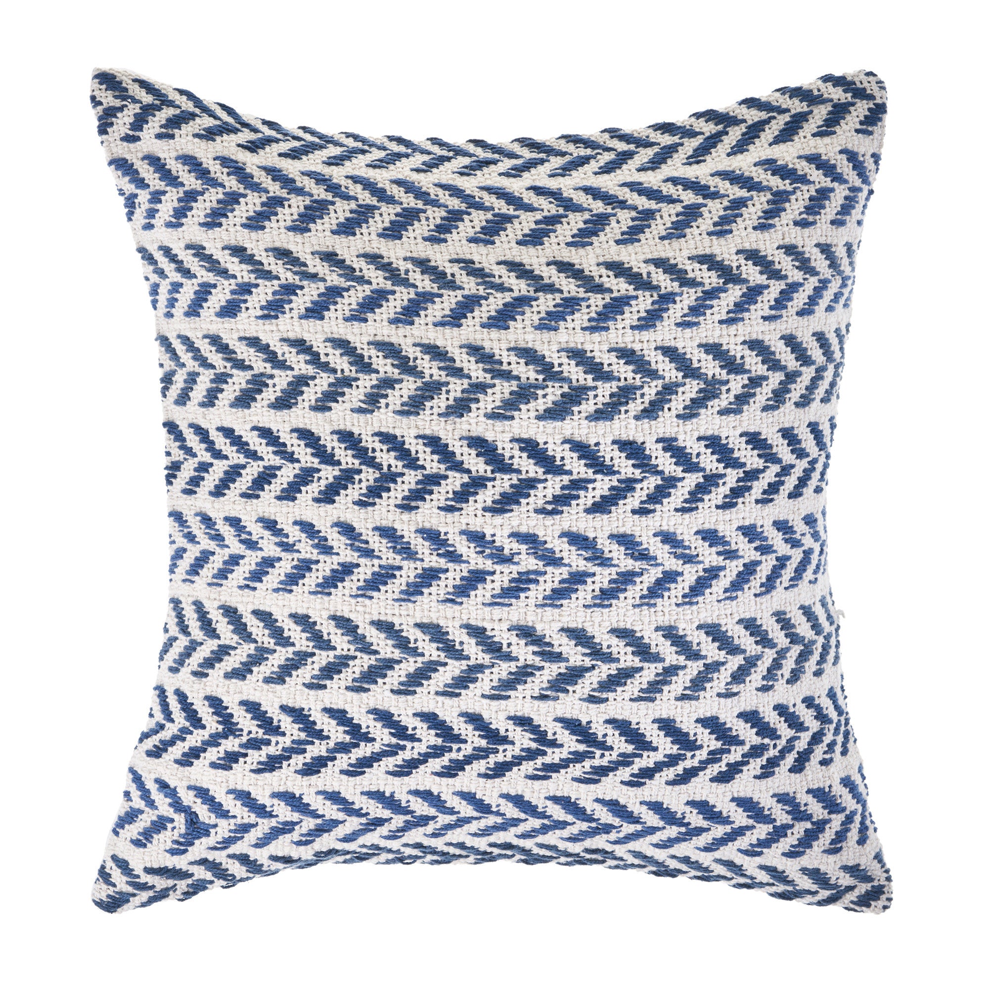 Set Of Two 18" X 18" White Chevron Zippered 100% Cotton Throw Pillow