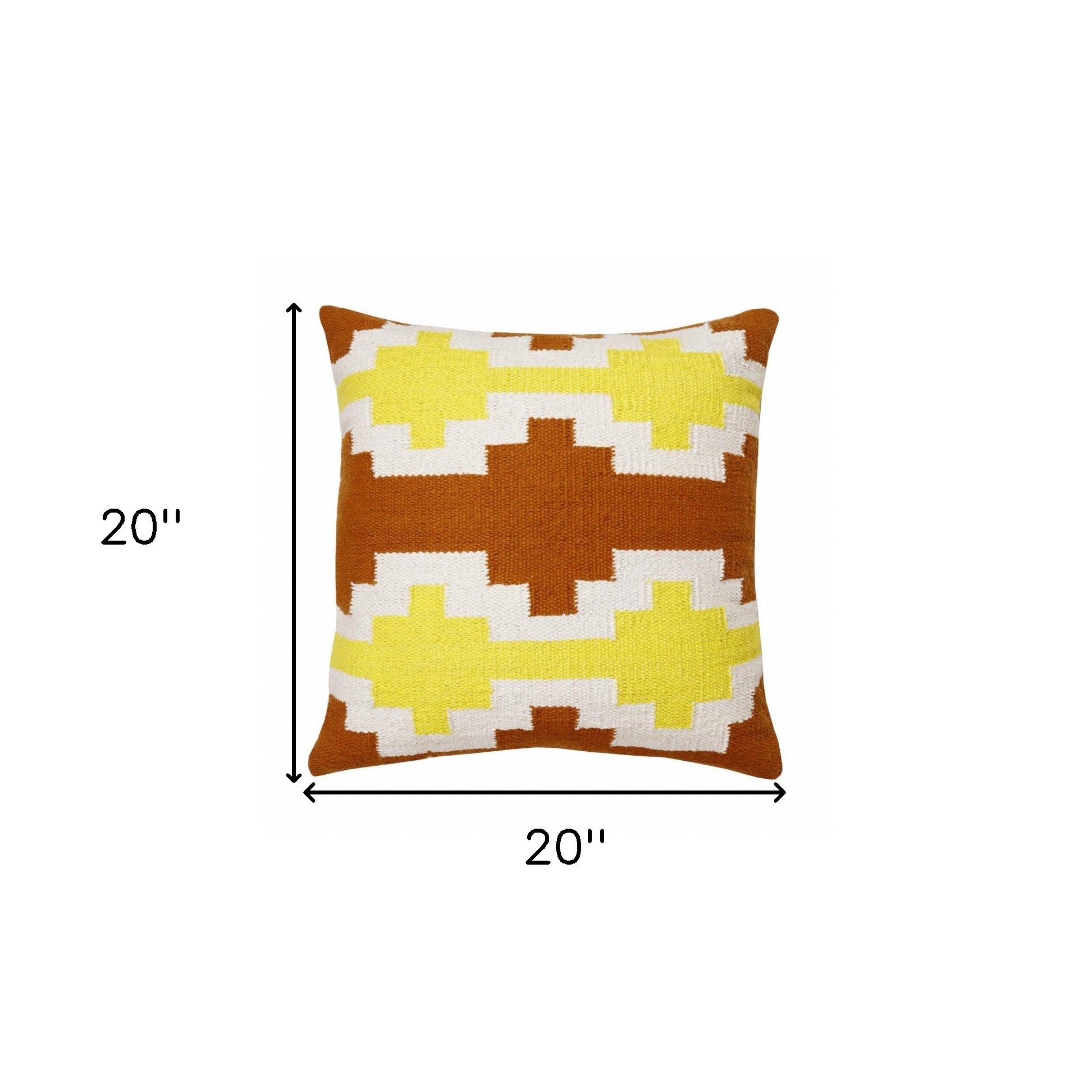 Set Of Two 20" X 20" Adobe Orange Yellow And White Geometric Zippered 100% Cotton Throw Pillow
