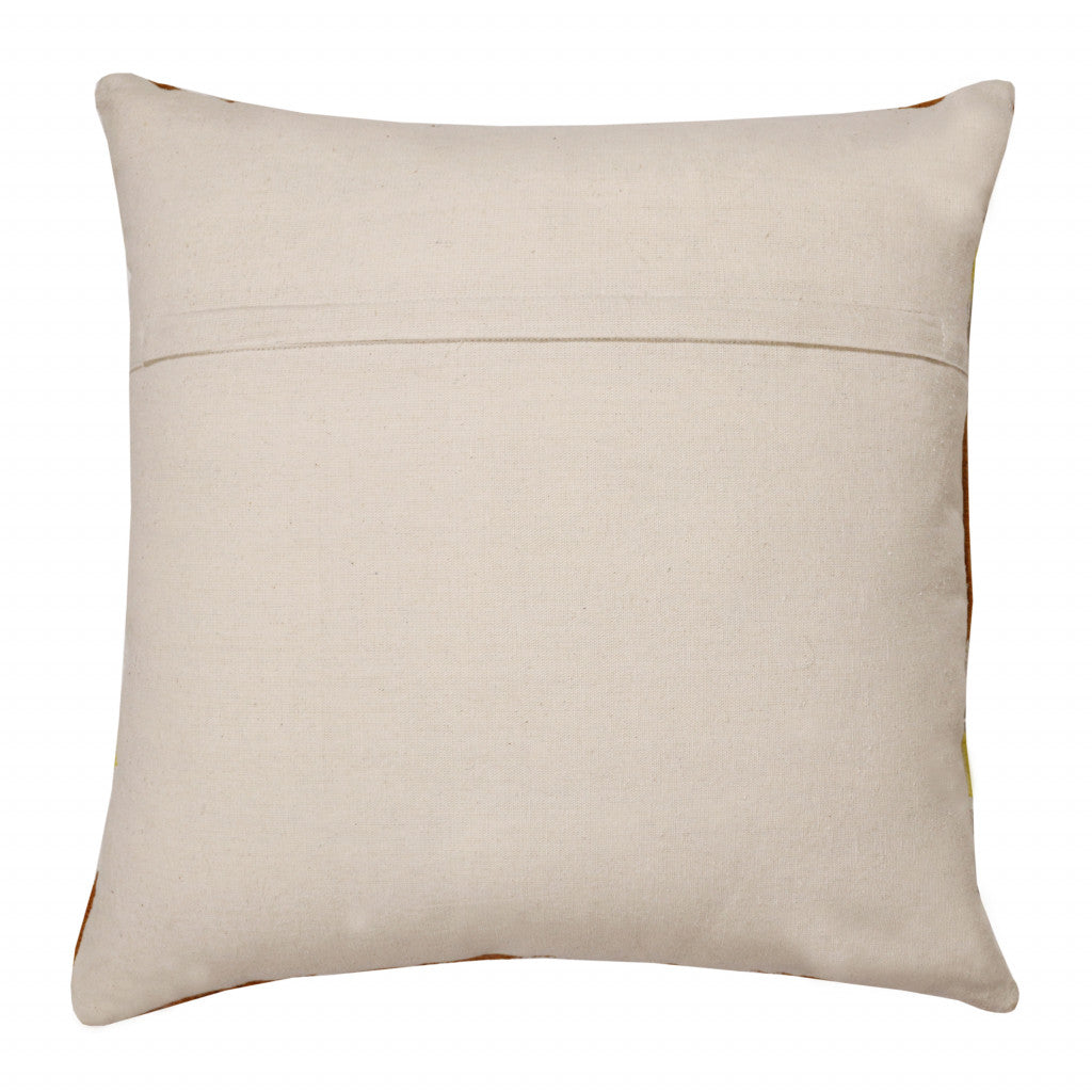 Set Of Two 20" X 20" Adobe Orange Yellow And White Geometric Zippered 100% Cotton Throw Pillow