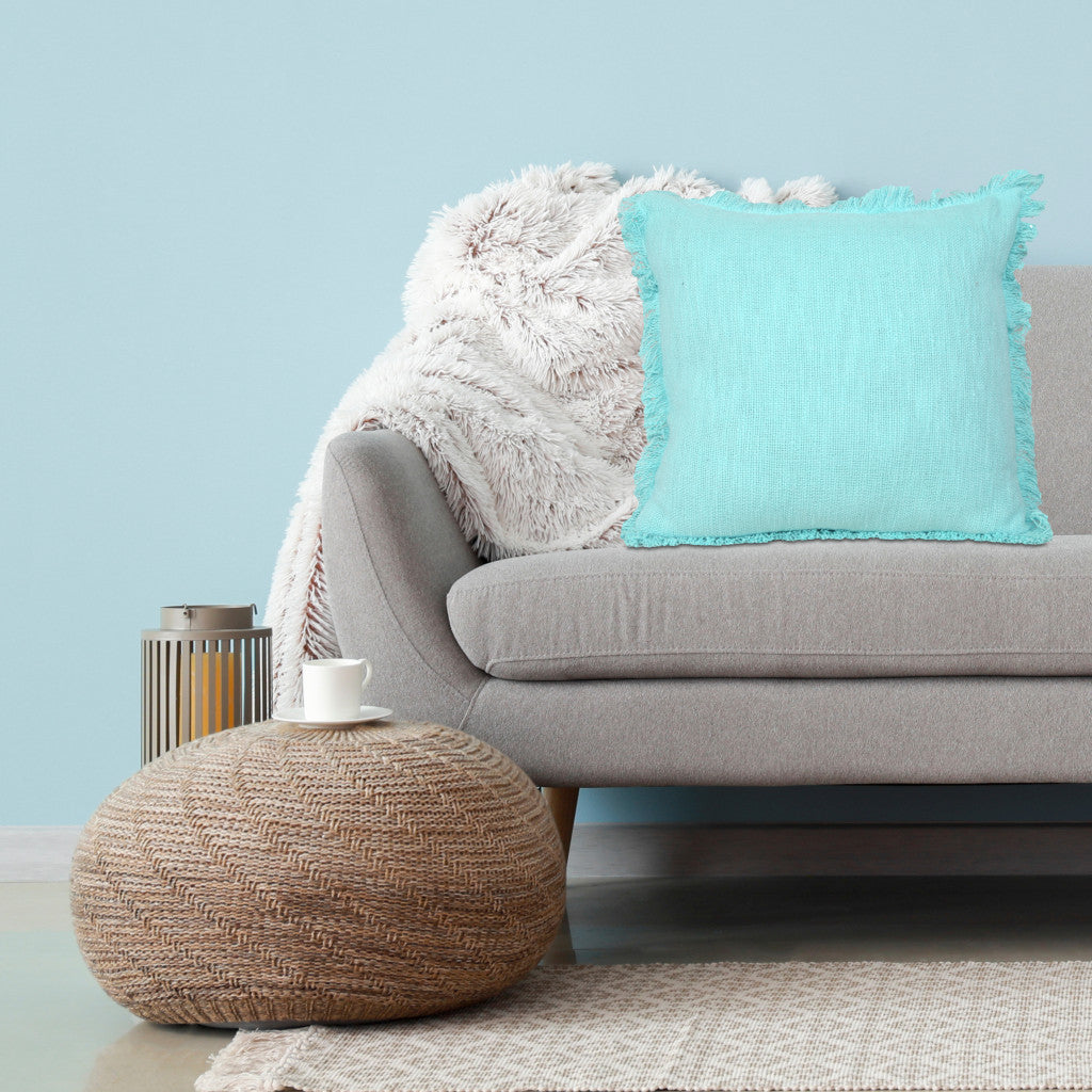 Blue Abstract Zippered 100% Cotton Throw Pillow Set Of Two - 20" x 20"